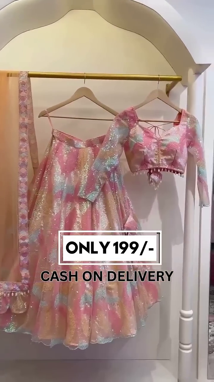 Pink Floral Print, Embellished Stitched Lehenga Choli