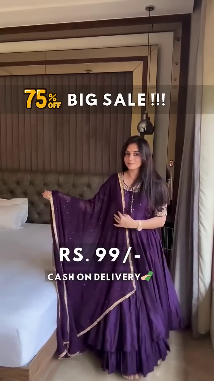 PURPLE COLOUR ANARKALI THREE PIECE SUIT