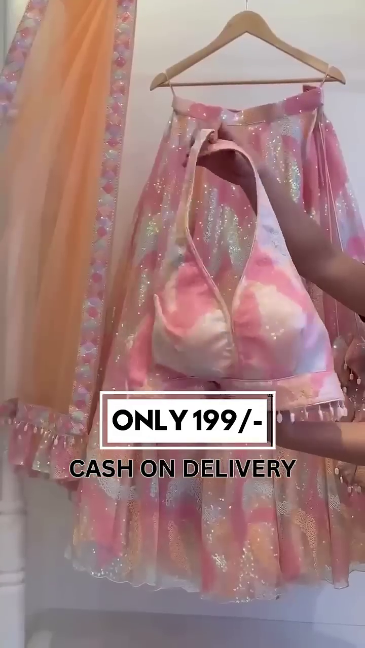 Pink Floral Print, Embellished Stitched Lehenga Choli